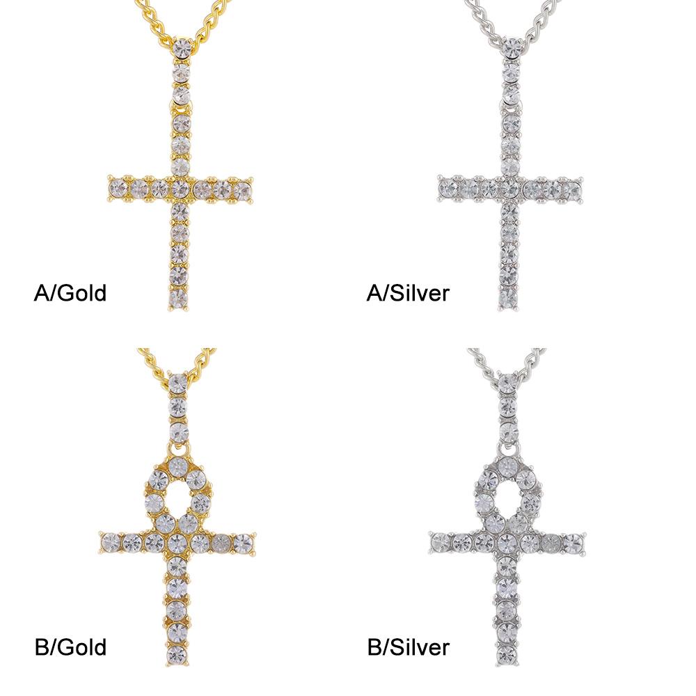 YVE ANKER Vòng cổ Mặt Thánh Giá Đính Đá Phong Cách Hip Hop Cho Nam Và Nữ