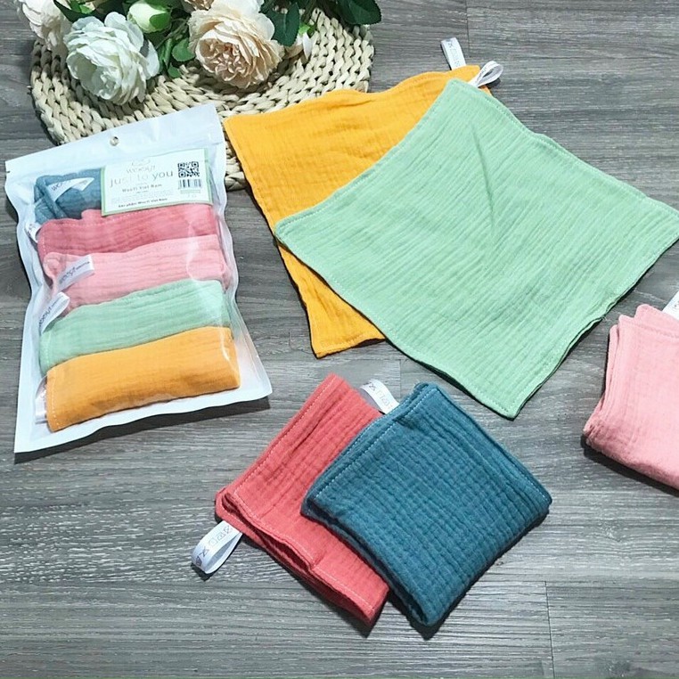 Khăn sữa Wooyi 4 lớp cotton mềm mịn cho bé (Set 5)