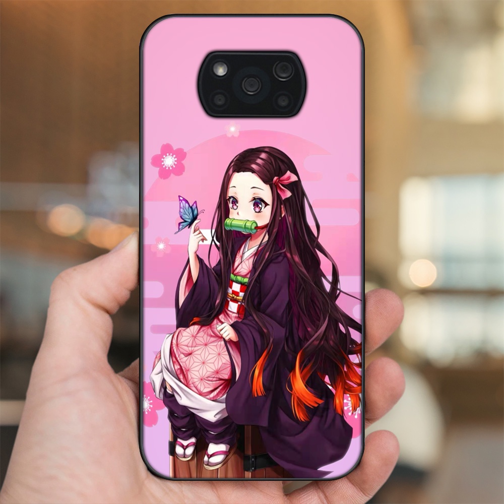 Ốp lưng Xiaomi Poco X3, Poco X3 Pro, Poco X3 NFC viền đen in hình Nezuko Kimetsu no Yaiba