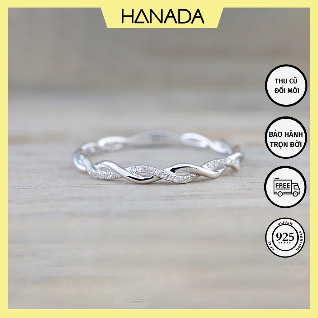 Nhẫn Bạc 925 Hanada N12.R.2.B.180.0646 Xoắn Đá