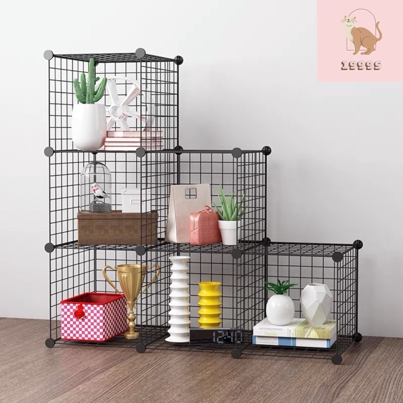 [TẶNG CHỐT] - BÁN THEO TẤM - TẤM GHÉP TỦ KỆ GHÉP LƯỚI SẮT ĐA NĂNG SIZE 35x35cm, 3 màu đen, trắng, hồng