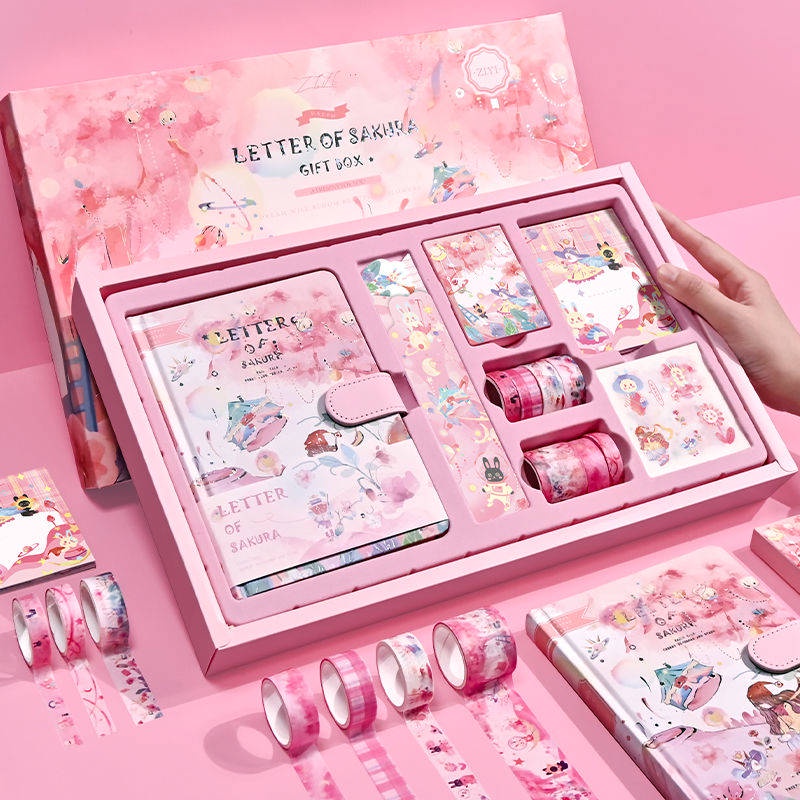 Hình Dán Trẻ Em。 Bộ Sổ Tay Hoạt Hình Kèm Hộp Quà Tặng Sinh Nhật Cho Bé Gái