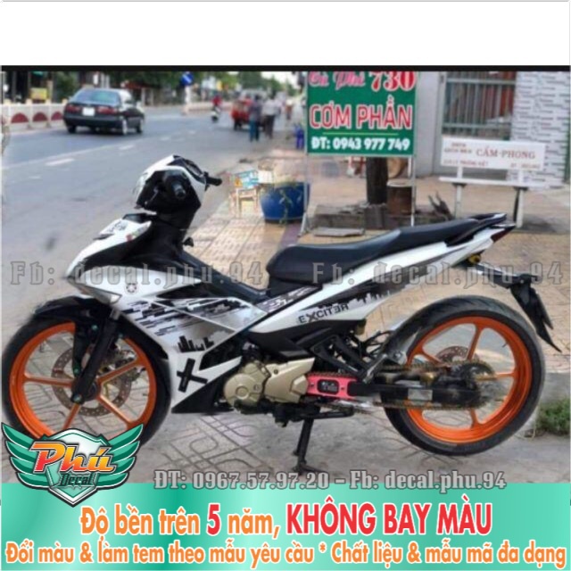Tem rời Exciter 150 City trắng đen mới -1