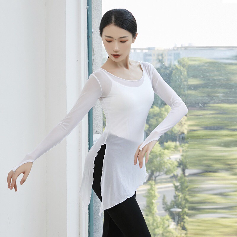 Áo voan bó tập múa cổ điển TQ có tay đeo