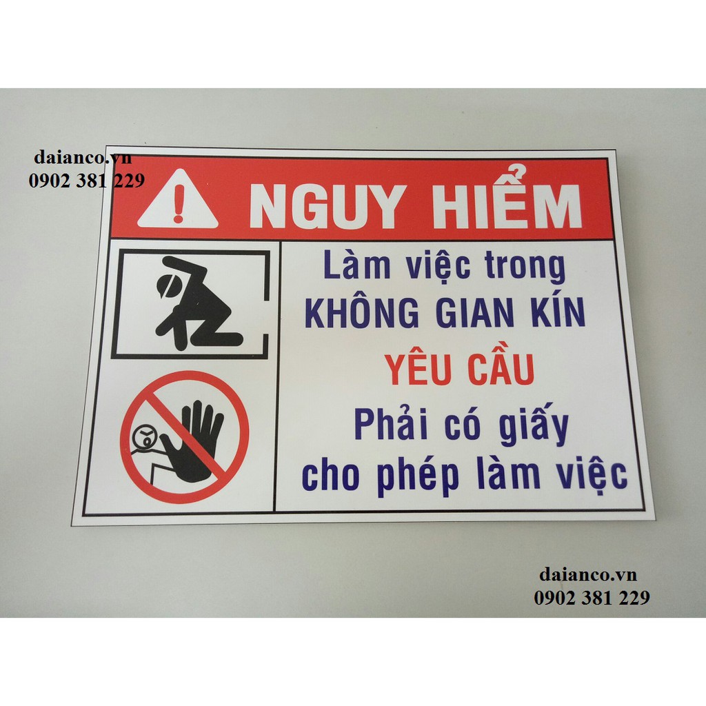 Biển báo Yêu cầu làm việc trong không gian kín Fomex - 20 x 30cm
