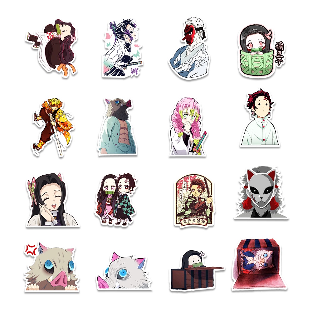 50 sticker cute chống nước dán mũ nón bảo hiểm MẪU New Ghost Slayer, vali 50 hình dán graffiti máy tính xách tay
