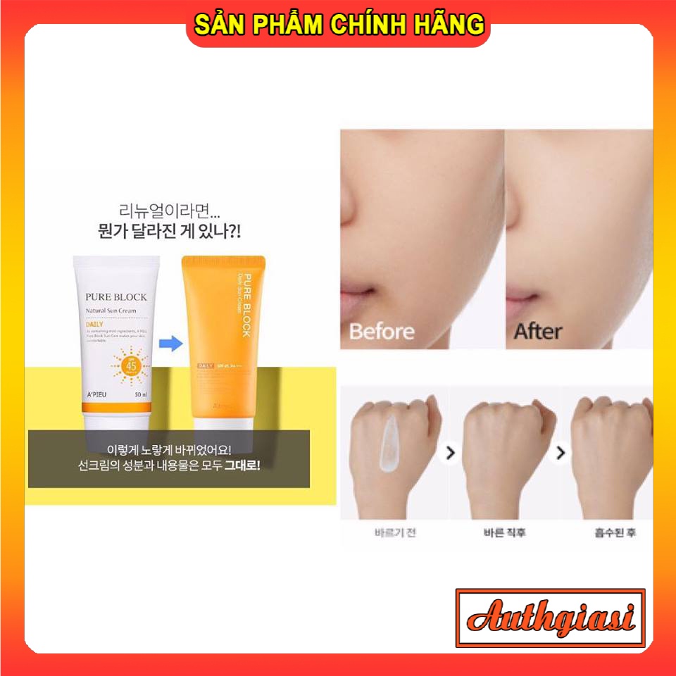 Kem chống nắng Apieu HỒNG LÊN TONE SIÊU XINH Pure Block Nature Sun Cream 50ml KCN | BigBuy360 - bigbuy360.vn