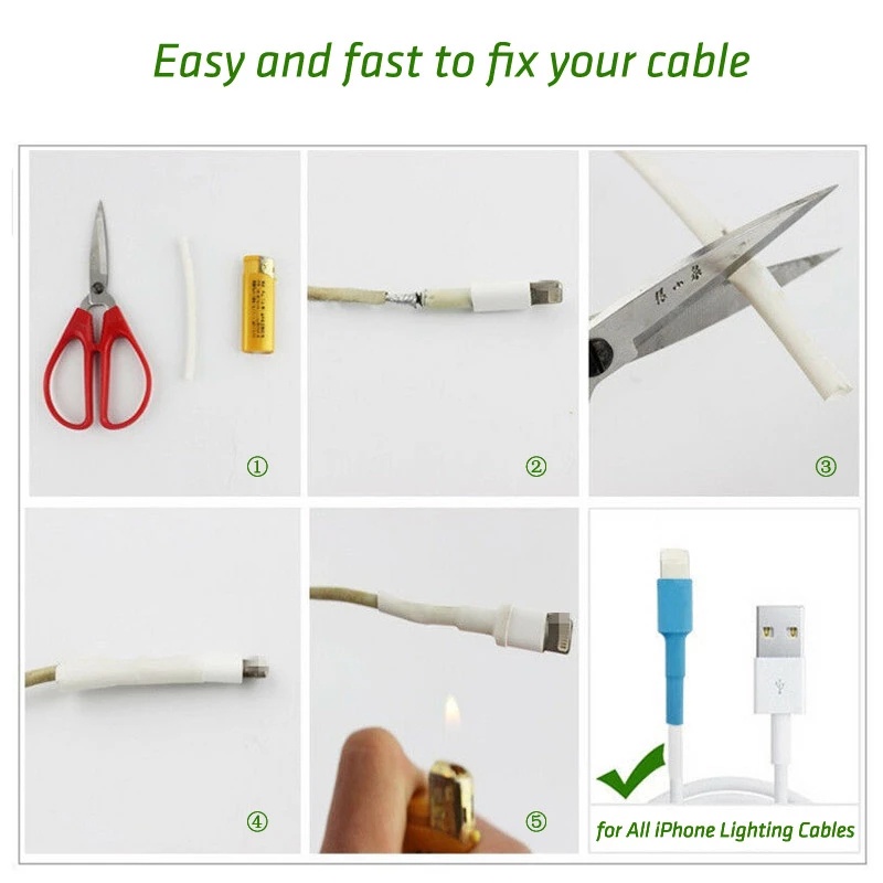 Ống Bọc Bảo Vệ Dây Cáp Co Nhiệt 100cm Cho iPhone 5 5s 6 6s 7 7p 8 8p xs