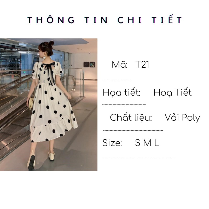 [Mã FAGREEN1505 giảm tới 30K đơn 99K] Đầm Nữ, Váy Nữ, Váy Chấm Bi Cổ Vuông Dáng Dài Điệu Đà Nữ Tính SIXTEEN. | BigBuy360 - bigbuy360.vn