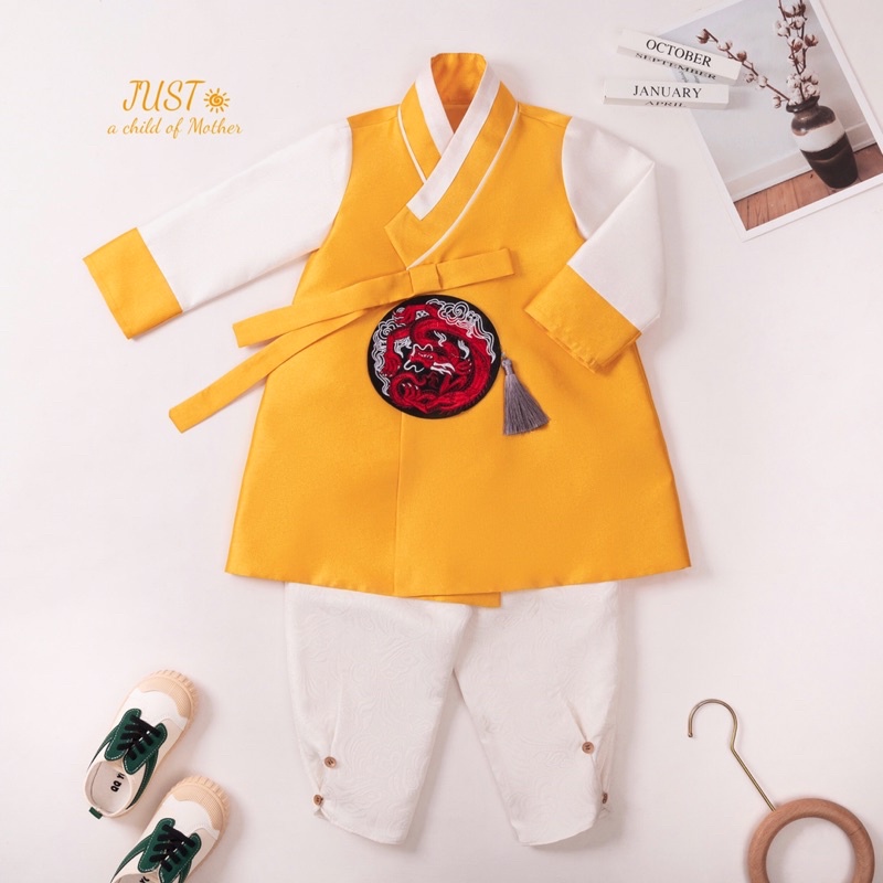 Quần áo Hanbok bé trai,Chất vải Gấm cao cấp giữ phom phẳng đẹp. Đáp rồng mạnh mẽ