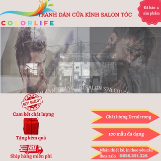 🙏GIÁ KỊCH SÀN🙏COMBO 2 TRANH DÁN CỬA KÍNH SALON TÓC NAM (CÓ ẢNH THẬT SP)