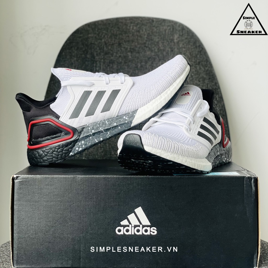 Giày Sneaker Adidas 🔴FREESHIP🔴Adidas Ultraboost 20 Cloud White Black Chính Hãng - Giày Chạy Chuẩn Auth Tốt Nhất Thế Giới