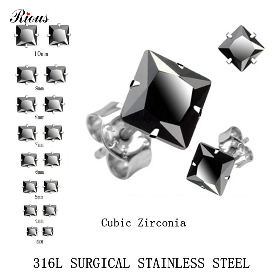Bông tai inox pha lê đen BT21 ĐV 2 chiếc