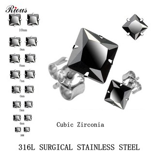 Bông tai inox pha lê đen bt21 đv 2 chiếc