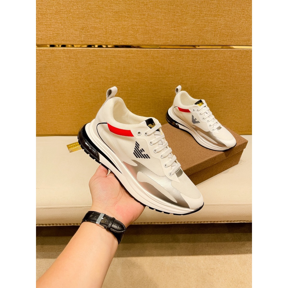 Giày sneaker nam da thật thời trrang cao cấp Armani phong cách thể thao, năng động
