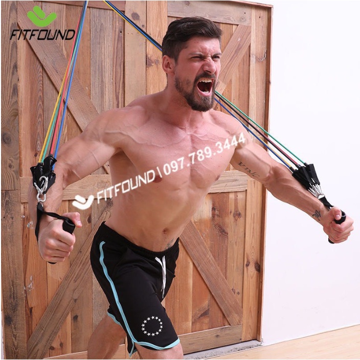 Bộ 5 dây ngũ sắc cao su đàn hồi kháng lực tập thể hình, tập gym