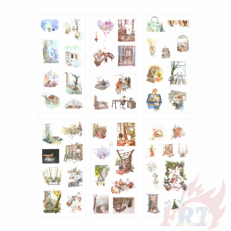 &gt; Ready Stock &lt; ❉ Family Time Giấy và decal dán tường ❉6Sheet/Set DIY Diary Scrapbooking Decals Stickers