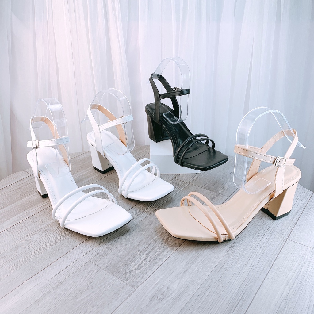 Sandal cao gót nữ gót vuông quai hậu Hàng shop 7p - v75