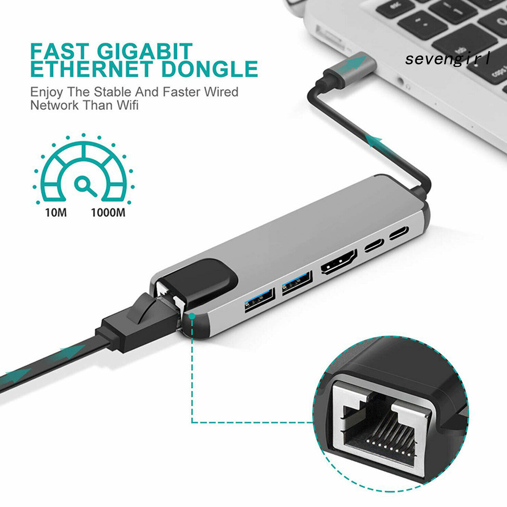 Bộ Chia Cổng Usb 6 Trong 1 Type-C 4k Hdmi-Compatible Rj45 Ethernet Lan Cho Nintendo Switch | BigBuy360 - bigbuy360.vn
