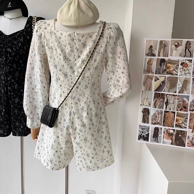 JUMPSUIT HOA NHÍ HAI MÀU DÀI TAY CỰC XINH