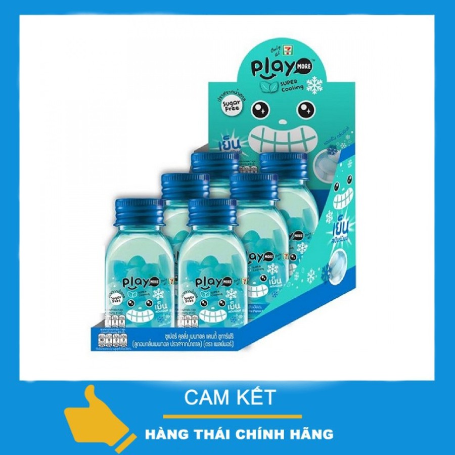 Lốc 6 Hũ Kẹo Playmore Bạc Hà Siêu The Mát 22g Thái Lan [Có Logo 7-Eleven] Hàng thái chính hãng