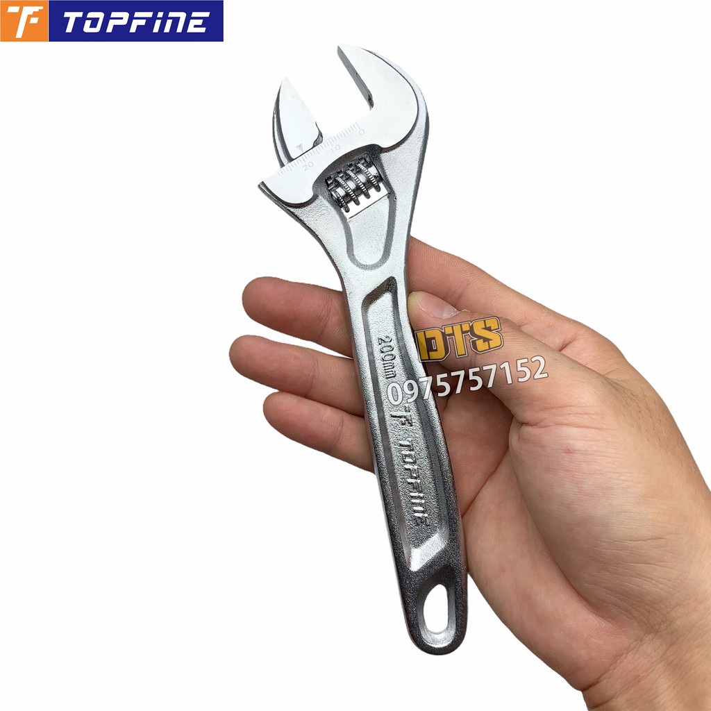 Mỏ lết thép trắng đúc nguyên khối TOP FINE đủ kích thước cờ lê thép Carbon siêu cứng điều chỉnh độ mở tháo lắp linh hoạt