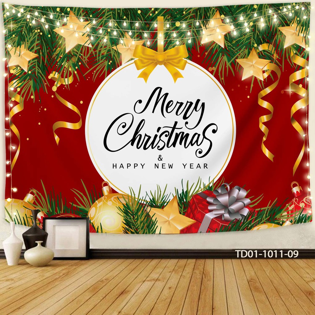 Tranh vải treo tường trang trí GIÁNG SINH, decor NOEL MERRY CHRISMAS, (TẶNG móc treo, miếng dán 2 mặt)