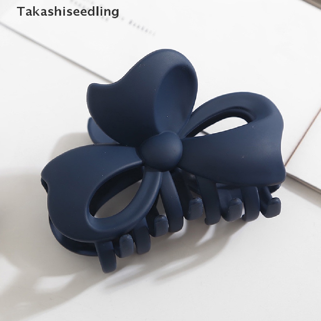 (Takashiseedling) Kẹp Tóc Càng Cua Bằng Acrylic Nhám Đính Nơ Thanh Lịch Hàn Quốc