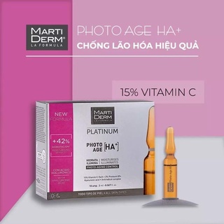 Nguyên chất Ampoules 15% Vitamin C MartiDerm Platinum Photo Age HA+ Chống Lão Hóa Sáng Da Cấp Ẩm 5 Ống 10ml