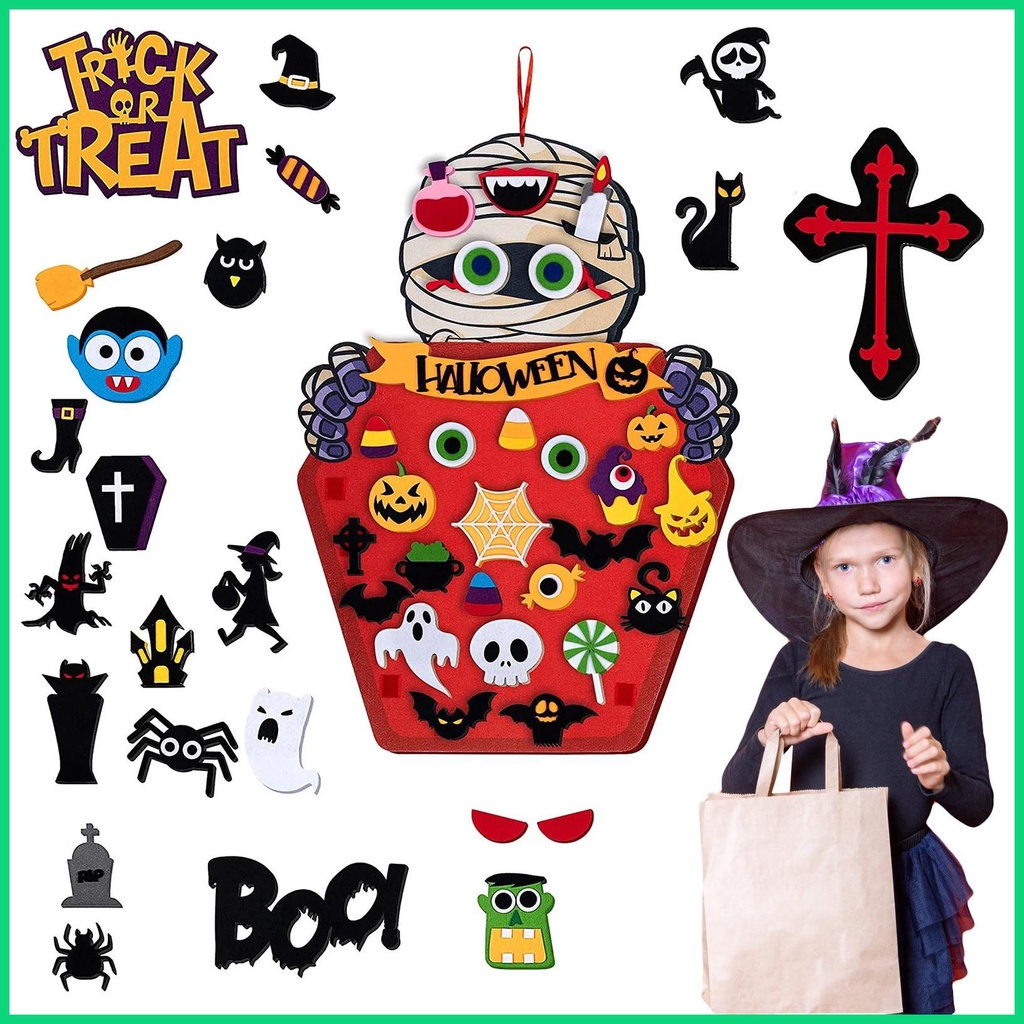 Set 50 Tấm Nỉ Treo Tường Trang Trí Halloween Sáng Tạo DIY