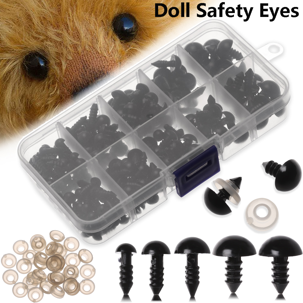 Hộp 100/150 Con Mắt Kèm Ốc Vít 6-12mm Dùng Làm Thú Nhồi Bông/ Búp Bê DIY