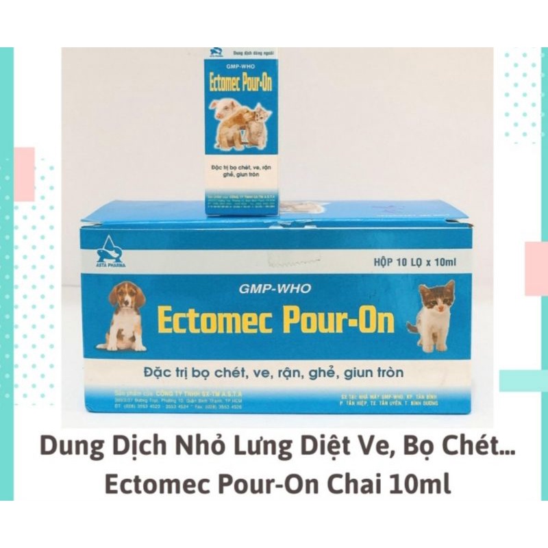 Ectomec pour on combo 3 lọ* 10ml bọ chét, bôi dọc sống lưng
