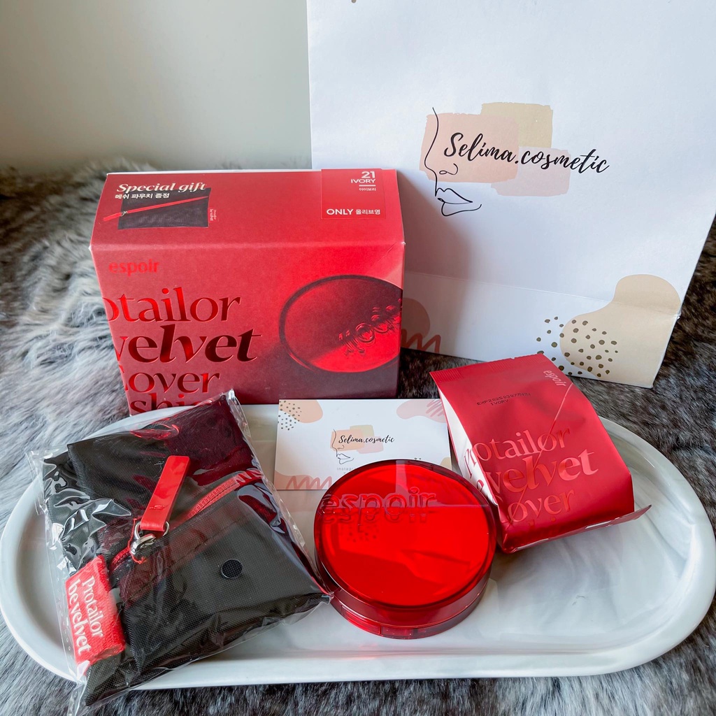 Set Phấn Nước Espoir Protailor Be Velvet Cover Cushion Limited edition kèm túi