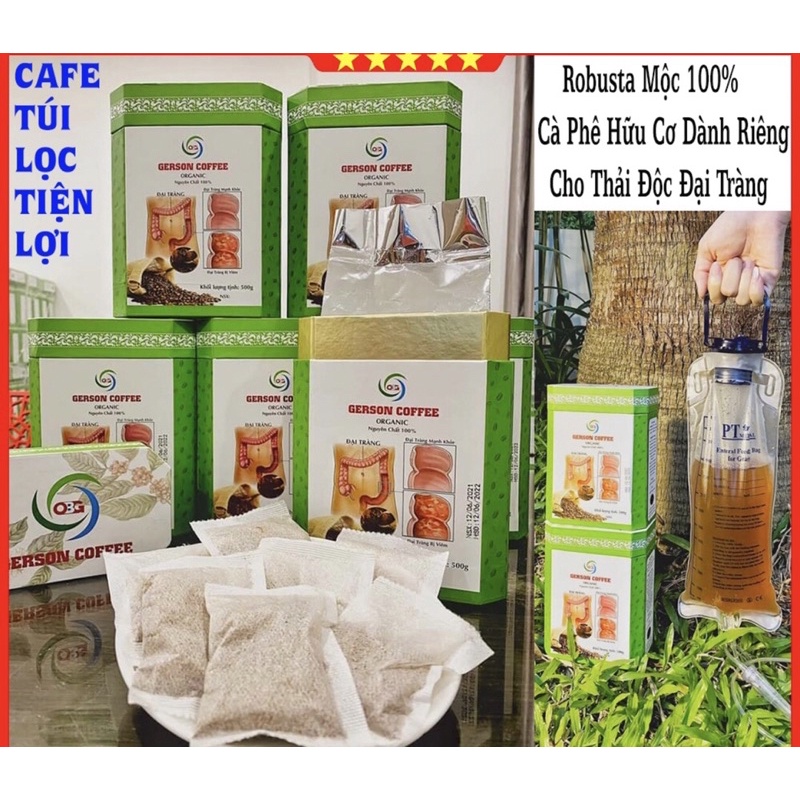 CÀ PHÊ HỮU CƠ THẢI ĐỘC ĐẠI TRÀNG PHƯƠNG PHÁP GERSON DẠNG TÚI LỌC SIÊU TIỆN LỢI( GÓI 500G = 40 TÚI NHỎ )