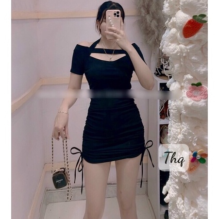 Váy body khoét rút dây lên dáng chuẩn xinh