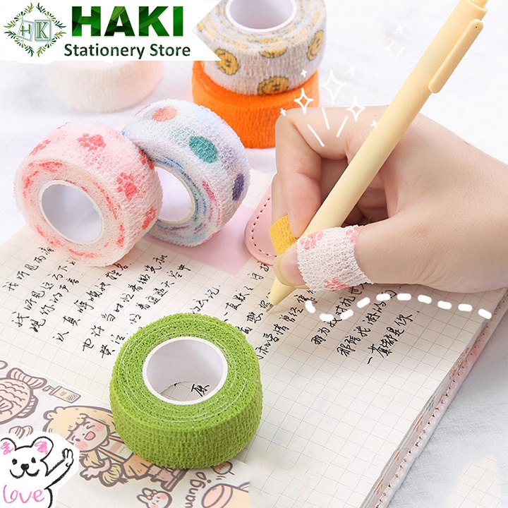 Cuộn băng dán quấn ngón tay HAKI co giãn 4.5mx2.3cm in họa tiết nhiều màu sắc tuỳ chọn