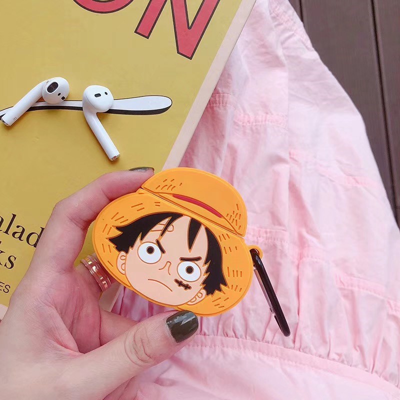 AirPods 1 2 Case Popular Japanese Anime ONE PIECE Cartoon Luffy Anti-drop Silicone wireless bluetooth earphone protective cover