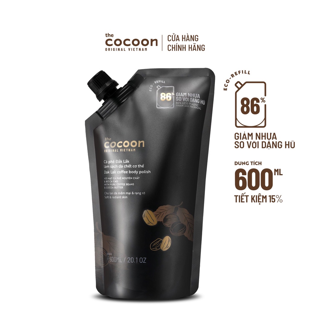 Tẩy tế bào chết body Cocoon từ cà phê Đăk Lắk làm sạch da chết dưỡng da túi refill 600ml NPP Shoptido | WebRaoVat - webraovat.net.vn