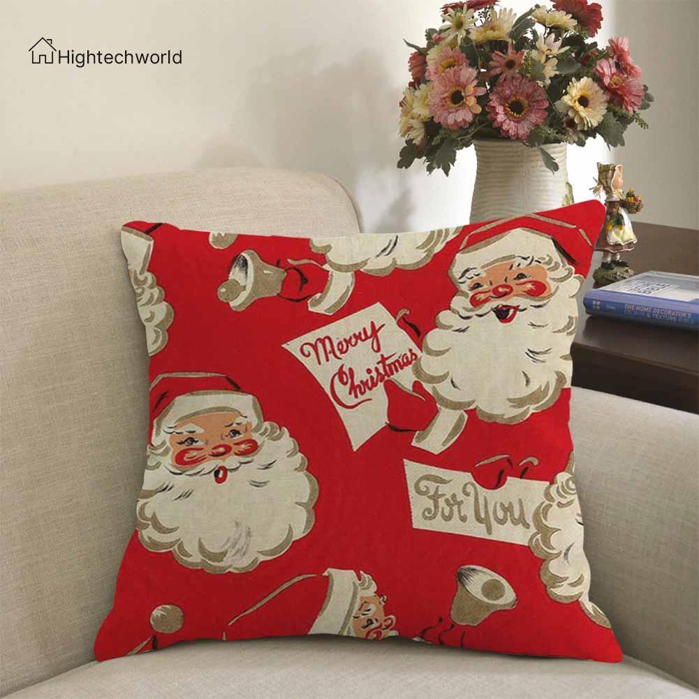 Hightechworld Christmas Xmas Santa Sofa Car Throw Cushion Pillow Cover Case Decor Gift