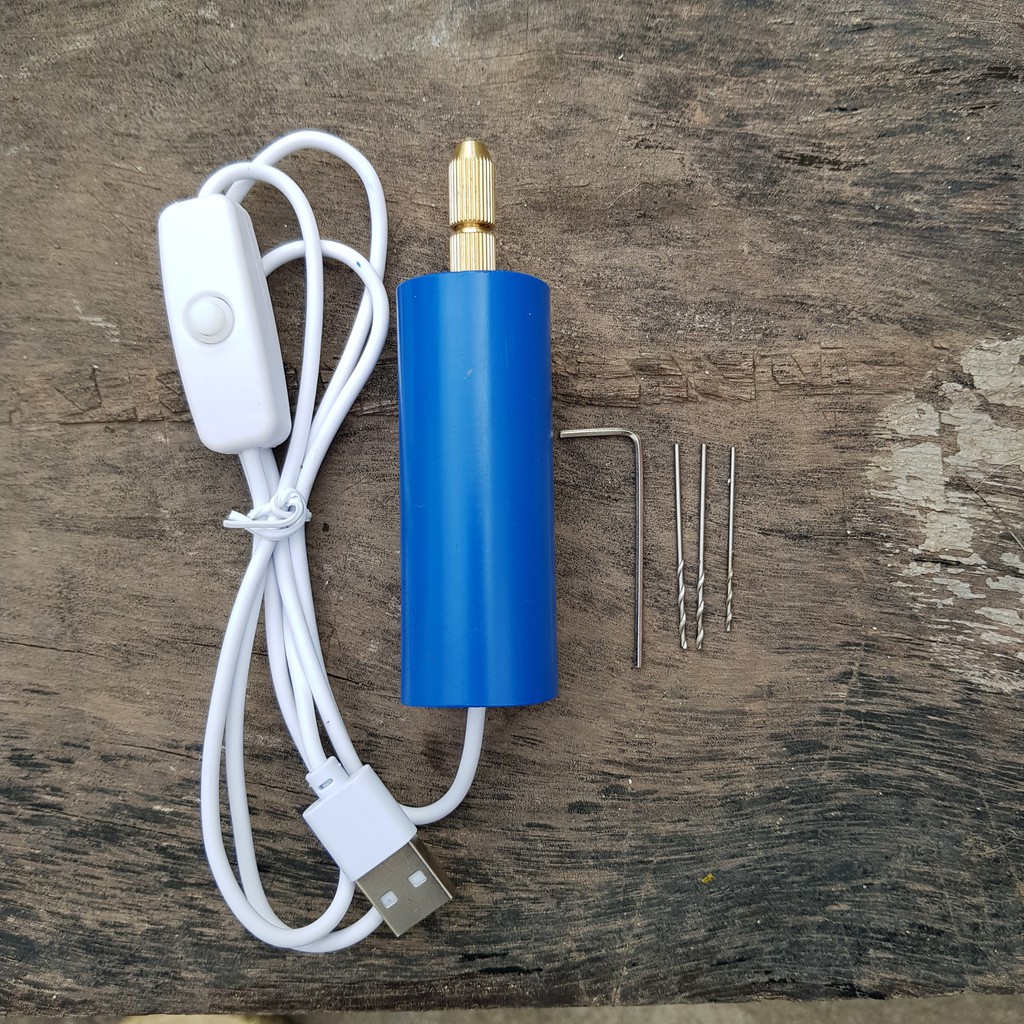 Máy khoan điện tử mini cầm tay nguồn 5V màu xanh