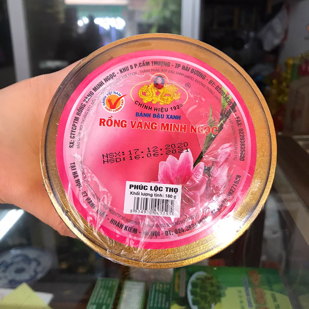 Bánh đậu xanh rồng vàng Minh Ngọc phúc lộc thọ 180g - Đặc sản Hải Dương