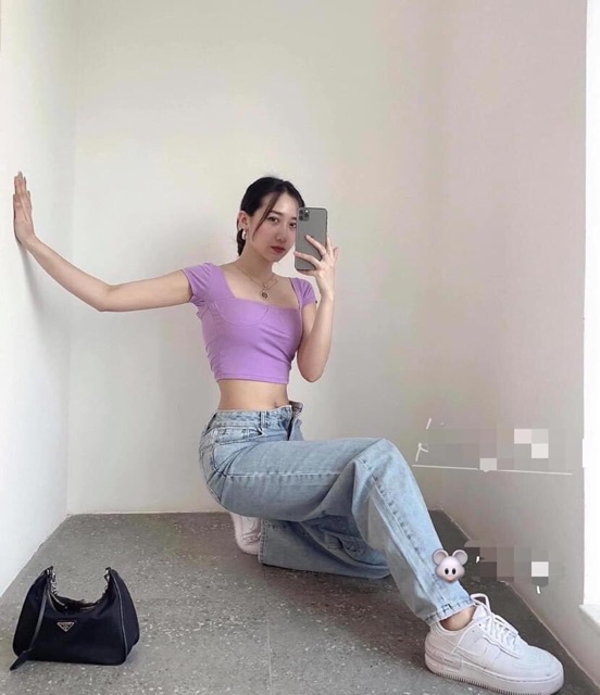 Xả hàng - Áo thun kiểu cúp ngực dáng croptop form ôm sexxy - NhiNhi Shop