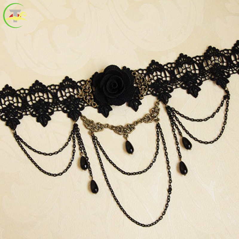 Vòng Cổ Choker Ren Hoa Handmade Phong Cách Gothic Cổ Điển Cho Nữ