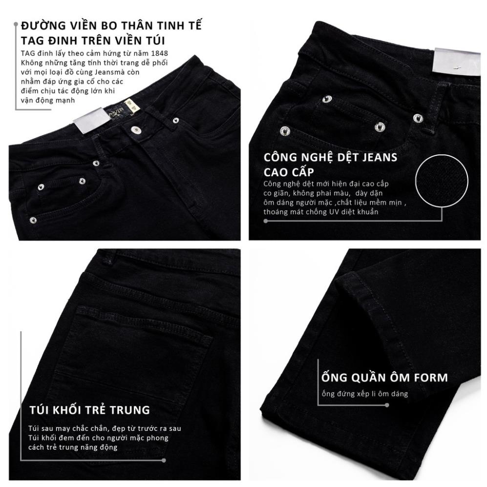 Quần Jeans nam đen trơn Galvin basic chất co giãn form slimfit QJGV32 - Leo Vatino -GJ*& ^^
