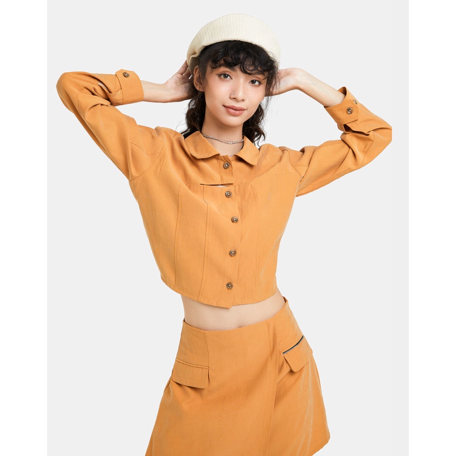 Váy Mini Dáng A JUNO Nắp Túi Đắp Dây Kéo Kim Loại JNVNG008