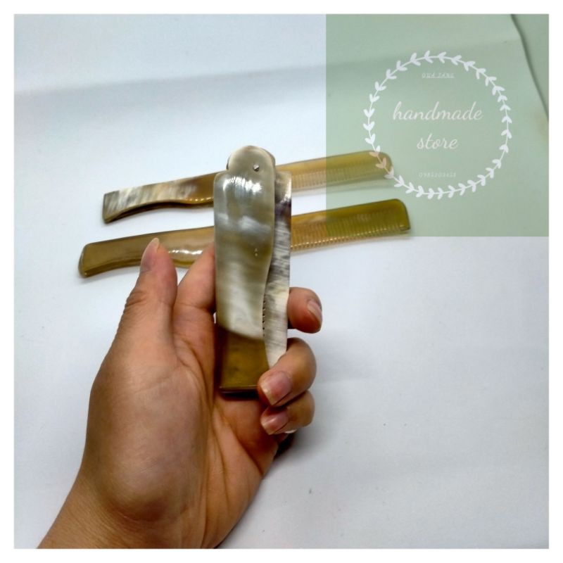 Lược sừng trâu gấp gọn để túi , tiện dụng giảm gãy tóc - made in Việt Nam
