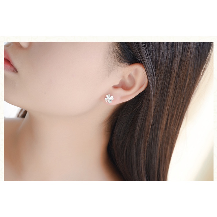 Ahellogirl Đôi Khuyên Tai Hình Hoa May Mắn Phong Cách Hàn Quốc Thời Trang Cho Nữ