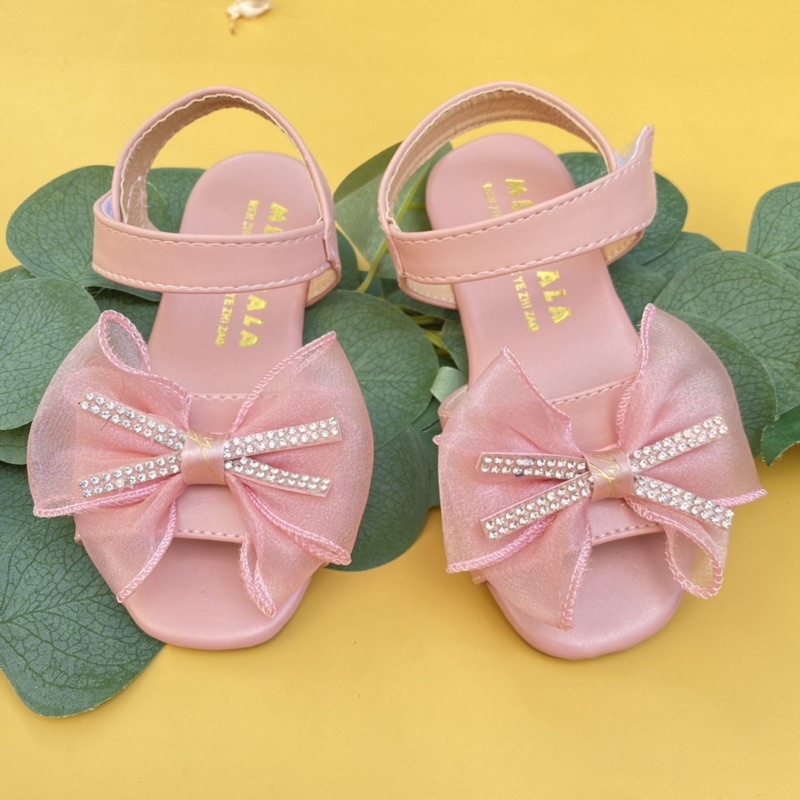 [ẢNH THẬT] SANDAL BÉ GÁI ĐÍNH NƠ CƯỜM TIỂU THƯ