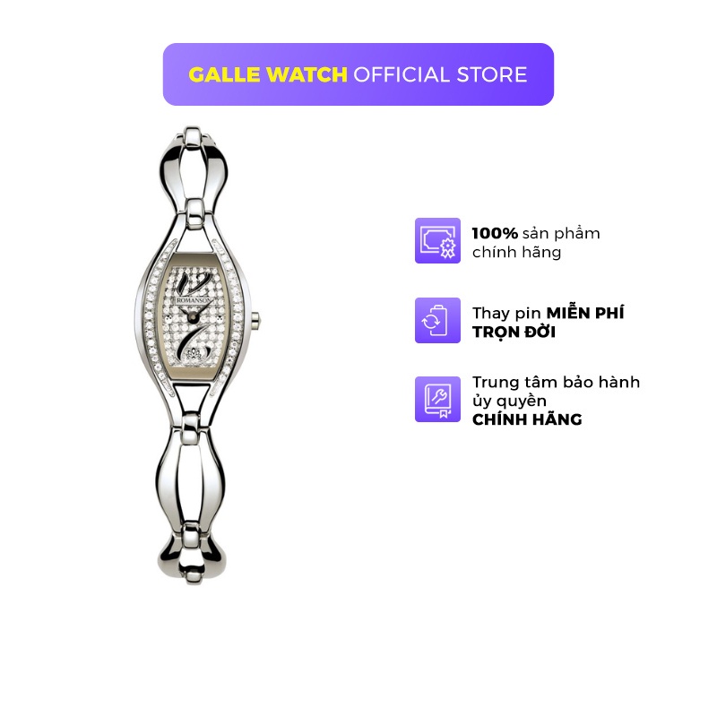 Đồng hồ Romanson Watch RM5155QLWWH nữ mặt nhỏ đính đá kính chống xước máy Thụy Sĩ chống nước dây thép cao cấp chính hãng
