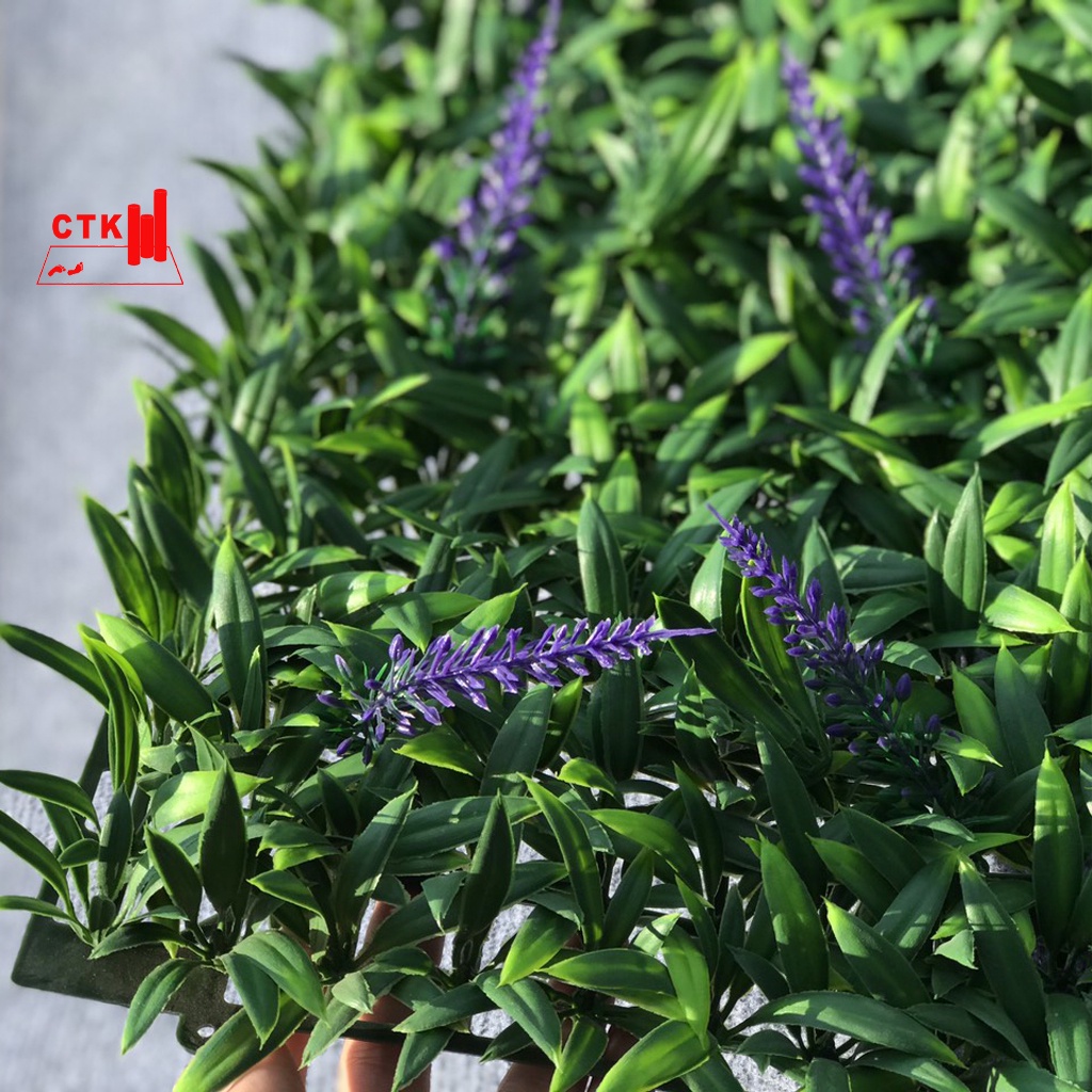 Thảm cỏ treo tường, cỏ nhựa nhân tạo trang trí ban công oải hương lavender (50cm x 50cm)